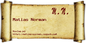 Matias Norman névjegykártya
